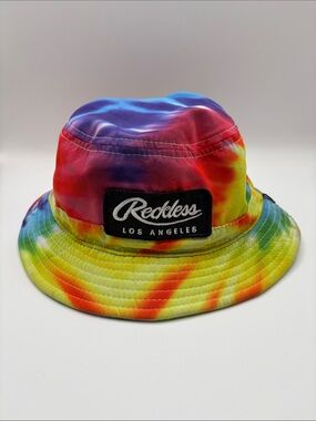 Young & Reckless Multicolor Tie-Dye Bucket Hat - Red Blue Yellow, Green Purple